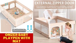 Omzer Baby Playpen with Mat  Playpen for Babies and Toddlers  Safety Playard for Baby with Gate [upl. by Ahsilam637]