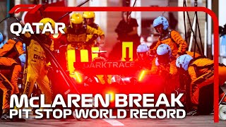 NEW PIT STOP WORLD RECORD McLaren Service Lando Norris in 180s  2023 Qatar Grand Prix  DHL [upl. by Hunger500]