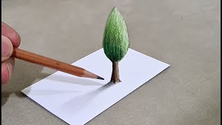 how to draw 3d tree on paper for beginners [upl. by Giarg]