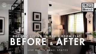 3 ROOM HDB BEFORE AFTER HOME TOUR  How I Design My HDB 3 Room Flat [upl. by Hootman]