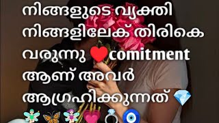 നിങ്ങളുടെ വ്യക്തി നിങ്ങളിലേക് തിരികെ വരുന്നു ♥️comitment ആണ് അവർ ആഗ്രഹിക്കുന്നത് 💎🧚🏻‍♂️🦋🧚🏻‍♀️💗💍🧿 [upl. by Nyletak]