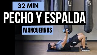 Rutina pecho y espalda con mancuernas en casa 🔥 30 minutos sin repetir ejercicios [upl. by Howell787]