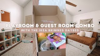 Playroom Guest Room Combo with the IKEA Brimnes daybed  Lovevery Review [upl. by Tamberg631]