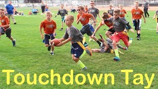 KID SCORES TOUCHDOWNS RUNNING TRICK PLAYS AT FOOTBALL GAME [upl. by Laon]