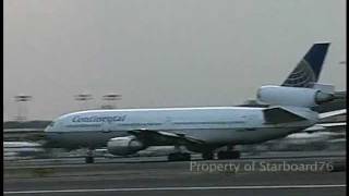 Continental DC10 Awesome roll in takeoff at Newark amp and the norm at Amsterdammp4 [upl. by Blakely]