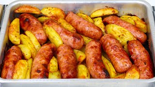 LINGUIÇA ASSADA COM BATATA NO FORNO  A melhor combinação para ALMOÇO FÁCIL [upl. by Natek]