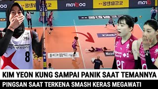 Kim Yeon Kung Sampai Panik❗️Saat Temannya Pingsan Saat Terkena Smash Keras Megawati Hangestri [upl. by Helse]