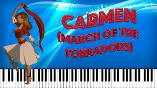 Carmen  March of the toreadors EASY  Georges Bizet Tutorial Piano Midi Partitura Gratis [upl. by Qifahs]