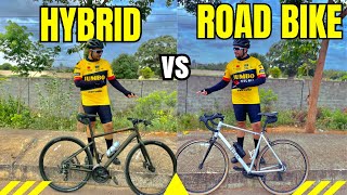 HYBRID vs ROAD BIKE  COMPARISON VIDEO [upl. by Ihp670]