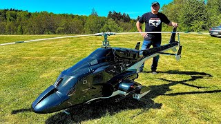 WORLD´S LARGEST RC AIRWOLF BLACK BELL222 ELECTRIC SCALE 135 MODEL HELICOPTER FLIGHT DEMONSTRATION [upl. by Ledda]