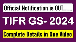 TIFR GS 2024 exam  MSc in Biological Sciences  Complete Information I Official Notification [upl. by Dnalevets451]