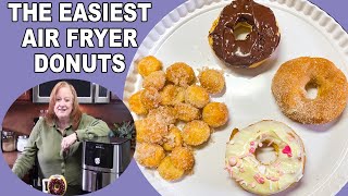 The Easiest AIR FRYER DONUTS Topped the Way you Like [upl. by Rumney]