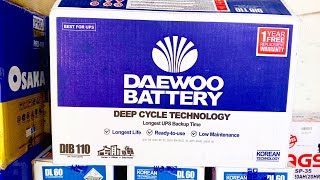 Daewoo battery deep cycle  DIB 110 ready to use [upl. by Arocal518]