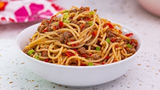 MINCED MEAT SPAGHETTI  MINCED MEAT PASTA  SPAGHETTI MINCE  THE KITCHEN MUSE [upl. by Chandless]