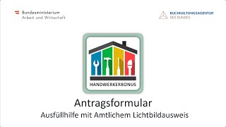 Ausfüllhilfe Antragsformular Handwerkerbonus mit Amtlichem Lichtbildausweis [upl. by Landan]