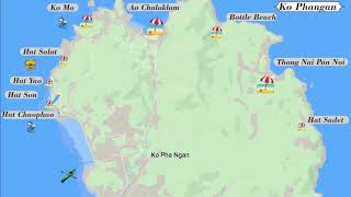 Koh Phangan Map Koh Tao Turtle Island Map Koh Samui Map Thailand train amp boat map 2019 [upl. by Eerehc]