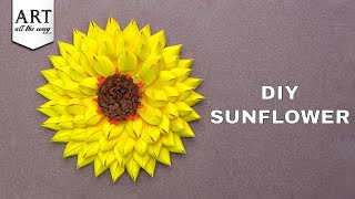 How to Make Paper Sunflower  Flower Making With Paper  Sunflower  Wall Decor  Paper Crafts [upl. by Assila]