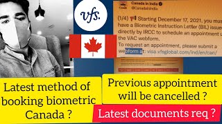 How to book Biometric appointment for Canada VFS global biometric for Canada Latest webform method [upl. by Iahc857]