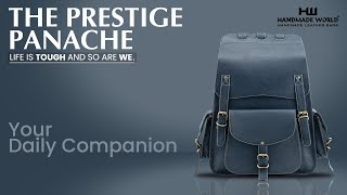 Prestige Panache Blue Leather Backpack  Handmade World  Leather Backpack  Shoulder Bag [upl. by Eiralc302]