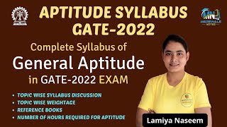 Complete Aptitude Syllabus for GATE2022 Exam  Topic wise Discussion  Reference Books  All Detail [upl. by Ettenyl]