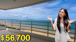 56700 199M THB Pattaya Beach front Condo with “Spacious Ocean View” in Thailand [upl. by Ydoow]