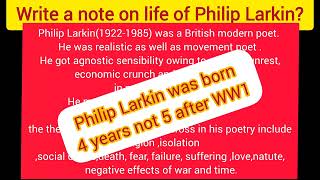 write note on life of philip Larkinstudystudio9077 [upl. by Enelahs203]