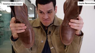 Venetian Shoe Cream vs Saphir Renovateur Comparison Chromexcel Leather [upl. by Llezo144]