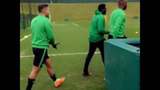 Celtic FC  Emilio Izaguirre singing Let The People Sing at Celtic training [upl. by Ataynik786]