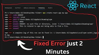 How To Fix npx createreactapp myapp Error In React js In hindi reactjs [upl. by Cymbre752]