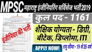 MPSC Recruitment 2019 जल विभाग मे अब होगी इंजीनियरिंग की भर्ती 1161 पदो पर डिप्लोमाITI करे apply [upl. by Shanly]