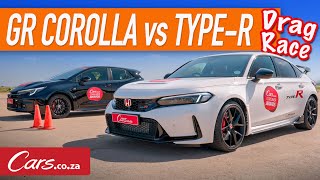 Toyota GR Corolla vs Civic TypeR Drag Race Best of three and rolling start manual vs manual [upl. by Hinkel]