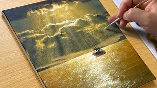 Sunset Beach Painting  Canvas Painting  Acrylic Painting For Beginners [upl. by Naryb]