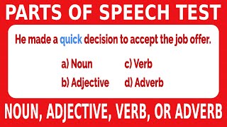 Parts of Speech – Noun Adjective Verb or Adverb  Free Grammar Test  Part 2 [upl. by Zoller]