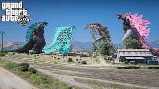 Legendary Godzilla Godzilla Earth vs Godzilla Dragon Skeleton Godzilla  Epic Battle  GTA V Mod [upl. by Nnylrebma903]