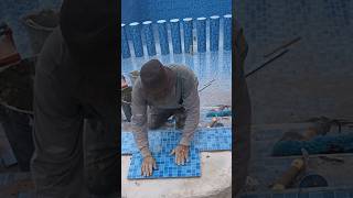 Secrets of successfully installing ceramic tiles on the pool stairs [upl. by Eetnom670]