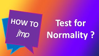 How do I test my data for normality using JMP software [upl. by Alit828]