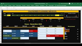 Calendrier mensuel avec planning personnel Excel [upl. by Quartet250]