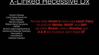 XLinked Recessive Diseases Song  USMLE Mnemonic [upl. by Craggie]