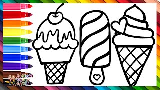 Disegnare e Colorare Gelati Arcobaleno 🍦🍨🍧❄️🌈 Disegni per Bambini [upl. by Beatriz361]