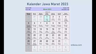 Kalender Jawa Maret 2023 Lengkap Hari Baik [upl. by Linnet]