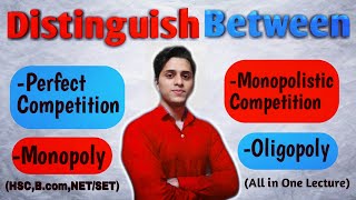 Distinguish Between Perfect Competition Monopoly Monopolistic Oligopoly  ProfShaikh Ismail [upl. by Quintina]