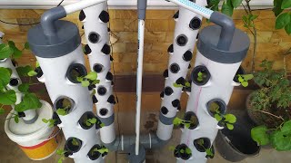 DIY  Vertical Hydroponic System using 4 Towers Part 1  hydroponic farming at home [upl. by Hawk]