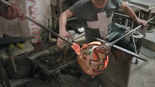 How Murano Glass Vases Are Blown And Decorated Inside Murano Glass Factory [upl. by Dnalor]