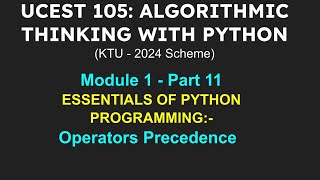 A T P  Module 1 Part 11  Operator Precedence [upl. by Hyacinthia]