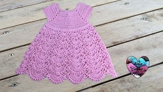 Robe princesse crochet toutes tailles 12  Princess dress crochet all sizes english subtitles [upl. by Jann]