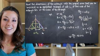 Dimensions of the rectangle with largest area inscribed in an equilateral triangle KristaKingMath [upl. by Alarice888]