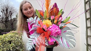 How to make an ultra modern flower arrangement  Easy floristry tutorial [upl. by Mcdermott881]