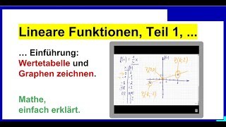 Lineare Funktionen Einführung Wertetabelle und Graphen zeichnen Teil1 [upl. by Klayman]