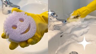 Relaxing Sudsy Sink Scrub ASMR Bliss of Squeezing amp Cleaning [upl. by Orpha652]