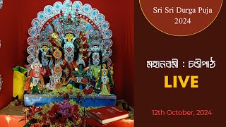 মহানবমী  চণ্ডীপাঠ  LIVE  Cardboard Durga Puja 2024  Sayans art zone [upl. by Bueschel939]